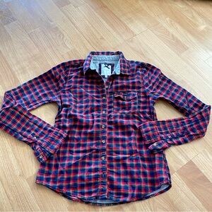Gilly Hicks Red & Blue Checkered Plaid Button Down Shirt